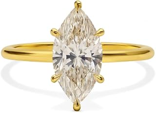 1.5 CT 6 Prongs Marquise Moissanite Engagement Ring 14K Yellow Gold Classic Marquise Hidden Halo Wedding Ring Delicate Proposal Band Wedding Gift For Bridal