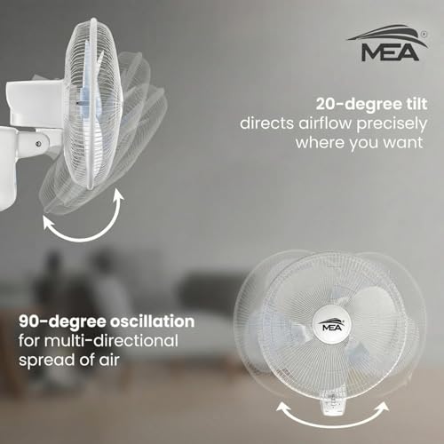 Image of MEA 16 Inch Wall Fan 400 mm Air Circulator for Home Office Shop | Wall Mount Cooling Fan with Oscillation | Powerful Air Throw, Multiple Speed Control | Durable Guard Design | Energy Efficient Motor