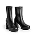 DREAM PAIRS Women's Mid Calf Gogo Boots Platform High Chunky Block Heel Square Toe Ankle Boots,Size 8.5,BLACK-PU,SDMB2410W