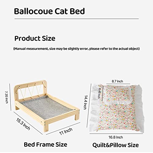 Ballocoue Solid Wood Cat Bed, Hammock Elevated Pet Bed, Stable Structure Detachable Easy Assembly Cat Furniture For Indoors And Outdoors, Includes Quilt And Pillows. (Princess Floral) #TOP5