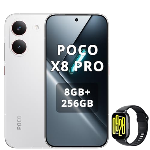 XIAOMI Poco X8 Pro Smartphone 8 GB + 256 GB, procesador Dimensity 8500-Ultra, batería de 6500 mAh, pantalla AMOLED ultra brillante, cámara principal de 50 MP Sony IMX882 con OIS, color blanco, incluye