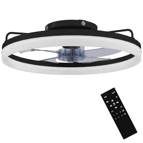 HOMCOM Ventilador de Techo con Luz LED 40 W, Motor DC Reversible, Lámpara Ventilador Techo Silenciosa, Mando a Distancia, 6 Velocidades, 3 Colores, Temporizador, para Salón, Ø50 cm, Negro