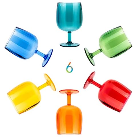 KOXIN-KARLU Classic Stackable 12 ounce Plastic Wine Stems Acrylic Glasses, set of 6 Multicolor Cover