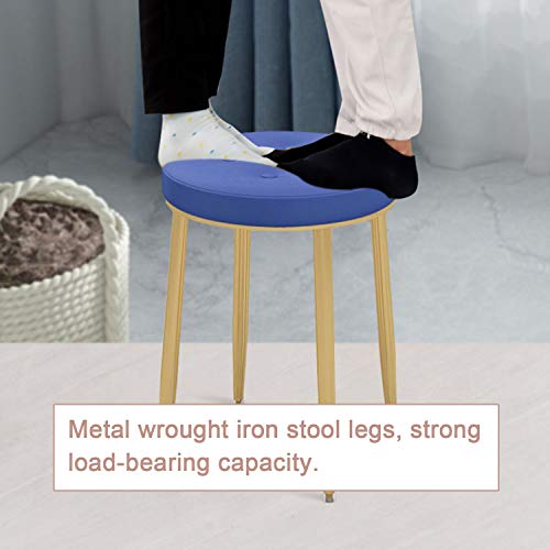 Taburete de comedor bajo acolchado suave con estructura metálica decorativa 7