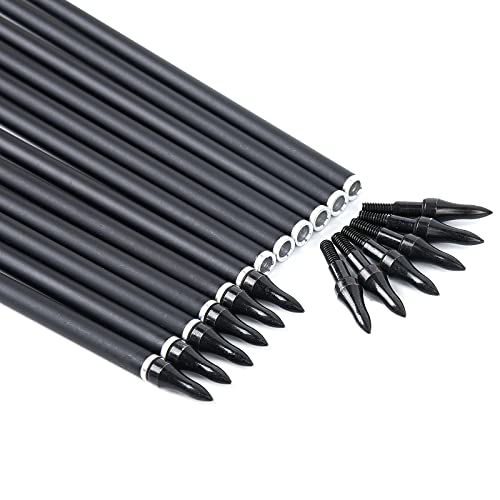 Hungtingdoor Archery 30" Carbon Arrows Hunting Arrows With 4" Turkey Feather Fletching Target Parctice Arrows With Removable Tips For Recurve Bow Compound Long Bow(Pack Of 12) #TOP4