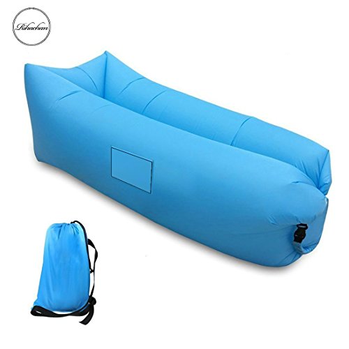 RIHACHAN Inflatable Lounger, Waterproof Air Bag Chair Sofa, Fast Inflate by Wind or Air Pump, Perfect for Travelling, Camping, Hiking, Pool and Beach Parties, Lazy Hangout Couch Bed(blue)