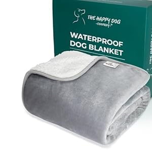 100% Waterproof Dog Blankets for Large Dogs – Soft Fleece, Washable Pet Throw for Couch, Car, Bed & Furniture Protection, Soft Fluffy Reversible Blanket, 39”x47”, Gray/White