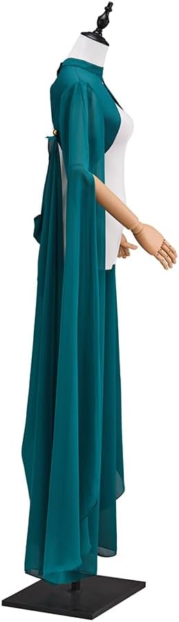 Women's Green Chiffon Cape Gothic Tulle Cloak Wedding Bridal Shawls Long Cape Halloween Party Capelets - Image 4