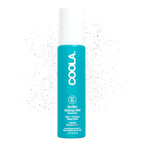 COOLA SunBlur Makeup Mist Sunscreen with SPF 50 Matte Setting Spray Dermatologist Tested Sunscreen Paraben Free Vegan 1.9 Fl Oz