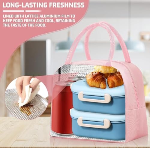 Image of Milton Lunch Bag for Office Men & Women | Insulated Thermal Lunch Tote | Portable Waterproof Tiffin Bag for Work, School, College, Travel & Picnic - Pink