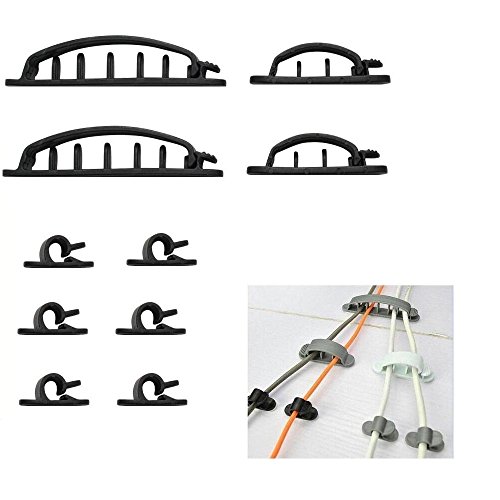 Homgaty 10 pcs Support de câble et organiseur Clips Ties Fastener pour téléphones mobiles, ordinateurs portables, Noir