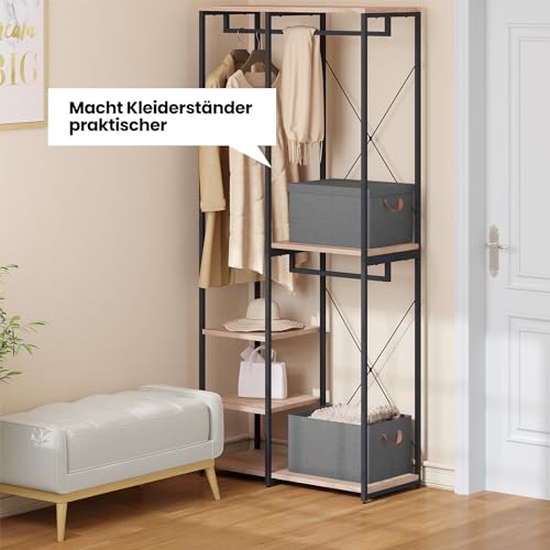 WOLTU Aufbewahrungsbox mit Deckel 3 Stück, mit Griffen, Grau, 43x33x26cm – Ansicht 3