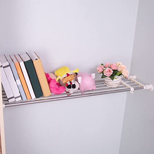 Hershii Tension Shelf Expandable Rod Closet System Heavy Duty Clothes Hanger Adjustable Diy Garage Bathroom Kitchen Storage Organizer Shoe Rack, Plant Stand, Bookshelf #TOP1