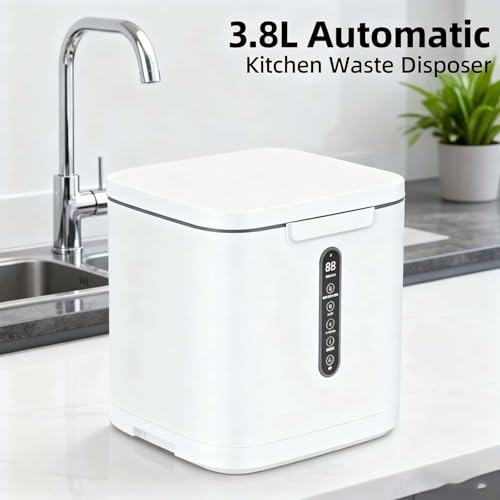 Elektryczny kompostownik 3,8 l do kuchni, automatyczne czyszczenie, bezzapachowy, wyświetlacz LED, niski poziom hałasu, zamienia odpady spożywcze w suchy nawóz, do użytku wewnątrz i na zewnątrz