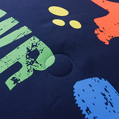 Johnalulu Cartoon Dinosaur Comforter Set With Cute Colorful Dinosaur Print - Twin Size Blue Cartoon Comforter Set 3 Pieces With 2 Pillowcases For Kids,Boys,Girls (Blue,Red,Yellow) #TOP4
