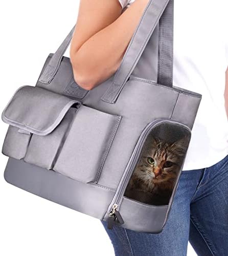 Johomviin Dog Carrier, Cat Carrier, Pet Carrier, Foldable Waterproof Premium Oxford Cloth Dog Purse, Portable Bag Carrier for Small to Medium Cat and Small Dog（Grey）