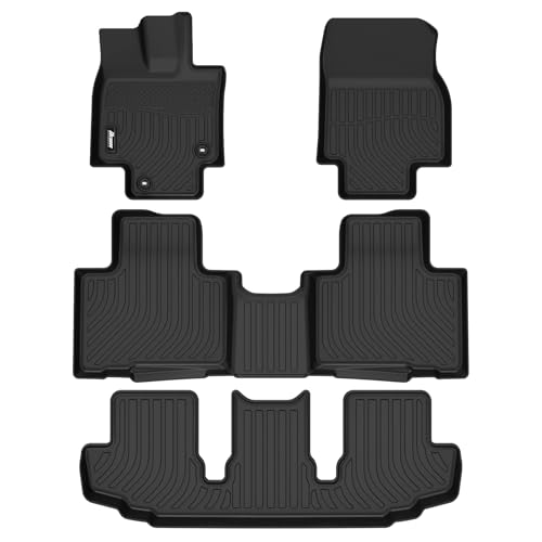 FREEMOTOR802 Toyota Highlander 7/8 Seat Floor Mats 4PC Black