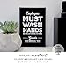 4x6 Inch Employees Must Wash Hands Funny Designer Sign ~ Ready to Stick, Lean or Frame