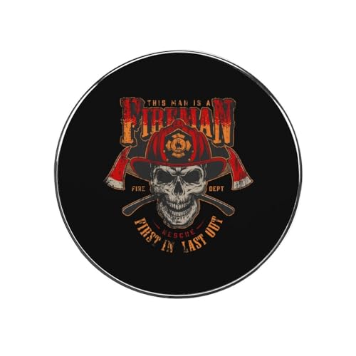 Image of Vintage Firefighter Skull Round Fridge Magnets Alloy Refrigerator Decor Creative Gift
