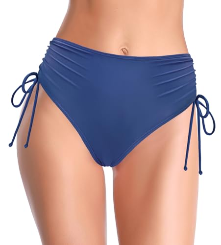 Tankinis court de bain pour femme taille haute drapé bleu S