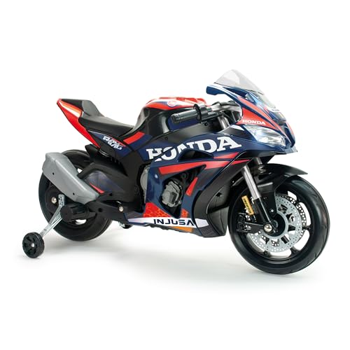 Moto électrique pour enfants 3-6 ans Honda Compétition 12 V - Moto à batterie pour enfants avec roues d'entraînement - Lumières et sons - Licence de...