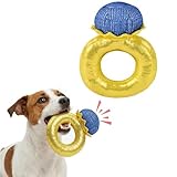 LyssKMK Valentine’s Day Dog Squeak Toy Sapphire Ring Shape Puppy Chewing Toy with Built-in cotton Rope Interactive Love-themed Festival Gift for Dog Puppy