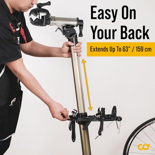 Image of BikeHand Bike Repair Stand - Home Portable Bicycle Mechanics Workstand - for Mountain MTB Road Bikes Maintenance - Max. 110 lbs