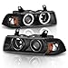 AmeriLite for 1992-1999 BMW 3 Series E36 2-Door Trims 1pc LED Halos Black Projector Headlights Pair - Passenger and Driver Side