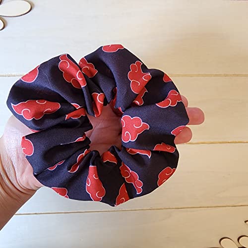 Handmade Ninja Anime Scrunchie, Julie Ng Studio, Red Cloud Leaf Village Uchiha Akatsuki Fish Cake Hair Tie, Gift For Her, Ninja Cosplay Hair Tie (Red Cloud) #TOP1