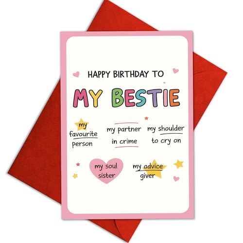 Podagree �J���t�� Happy Birthday Bestie Card �e�F�ABFF�ASoul Sister�APartner in Crime from Friend�A�������珗���ցA���킢��Bestie Birthday���b�Z�[�W�J�[�h ? 8