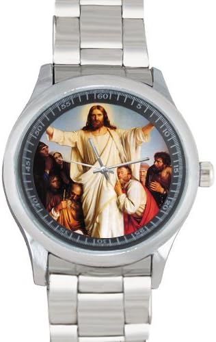 100% Quartz Watch Gifts Jesus Christ Pattern Metal Watch(40mm dia,stainless band)
