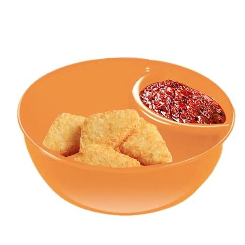 Snack & Dip Bowl, CHIP & Dip Service Tray | Bol de série de prévention de la prévention, collations et bols à trempet - Sérial N Bol de collations - bol à pointe avec section de trempette, Minute E-po