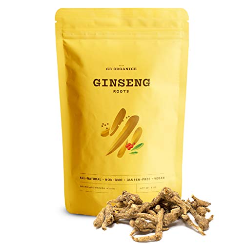 SB Organics Ginseng - Wisconsin Farmed Ginseng Root - Vegan, Non-GMO, Gluten Free Herb - 8 oz.