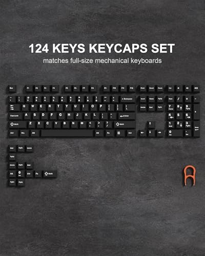 Image of Womier Keycaps, Custom PBT Doubleshot Keycaps 60 65 75 100 Percent, Cherry Profile Retro Keycaps, 61 /64 /68 /84 /87 /100 /104 /108 Gaming Mechanical Keyboard Keycaps, 132 Keys Keycaps Set (Black)