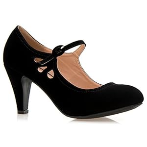 Olivia K Women’s Kitten Heels Mary Jane Pumps – Adorable Vintage Shoes- Unique Round Toe Design with an Adjustable Strap