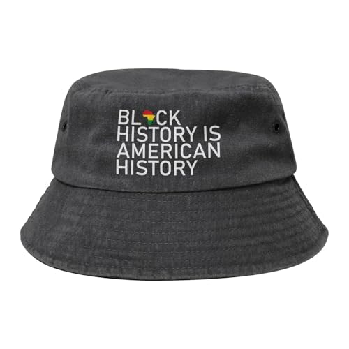 Qauirfe Black History is American History Fashion Cowboy Denim Fisherman Hat Outdoor Fishing Cap Sun