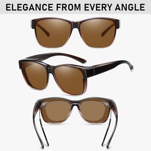Image of GEGURI Polarized Sunglasses Fit Over Glasses for Men Women, Oversized Square Sun Glasses UV400 Protection Shades