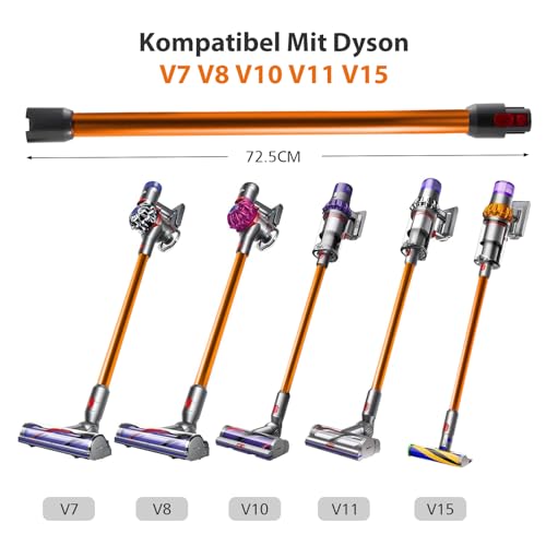 Cheerhom Verlängerungsrohr für Dyson V11, Saugrohr Kompatibel mit Dyson V7 V8 V10 V11 V15, Starres Teleskoprohr für Dyson Staubsauger mit Zwei 2-in-1-Bürsten, Orange