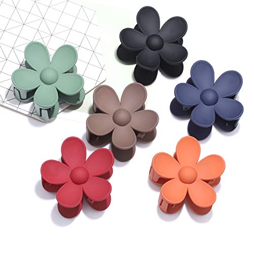 Big Hair Claw Clips Matte Flower Hair Clips Non Slip Cute Hair Catch Barrettes Jaw Clamps 6 Colors For Medium Thick Hair Women Girls 6Pcs Holiday Gifts #TOP5