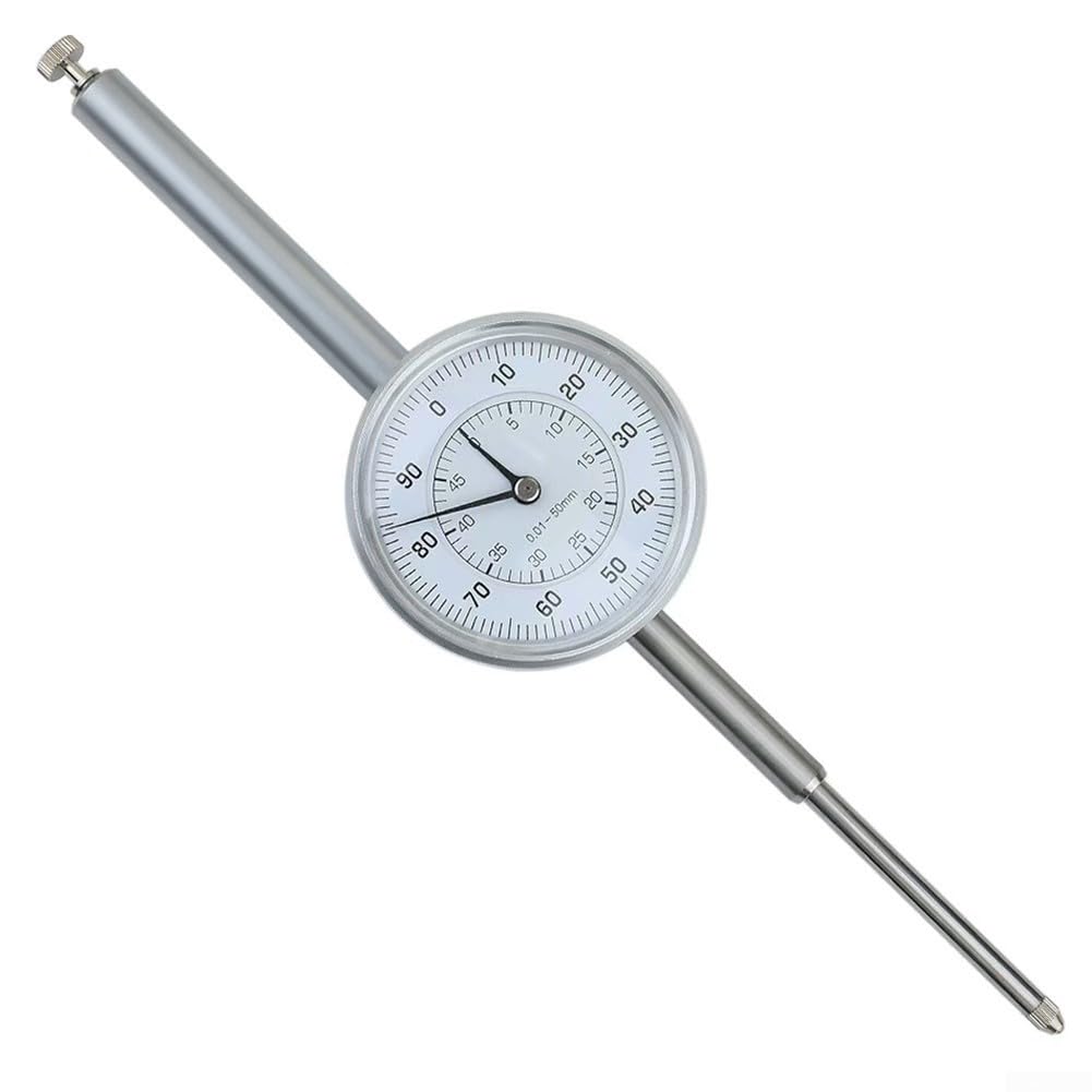 Präzisions-Messuhr 0-50mm mit 0,01mm Ablesung - Mechanische Zifferblattanzeige Metall Messgerät für Werkstatt