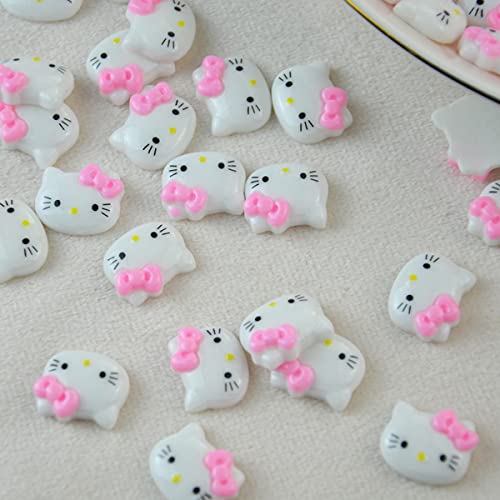 Cartoon Nail Charms For Acrylic Nails Cute Cat Nail Decals Cartoon 3D Nail Charms Decoration Cat Nail Jewelry For Women Girls Accessories Diy Craft Phone Case Decoration 0.62 Inch X 0.51 Inch #TOP4