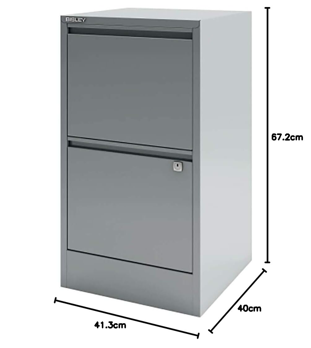 Bisley Home Filer, 2 cassetti HR in Metallo, Argento 355, 40 x 41,3 x 67,2 cm