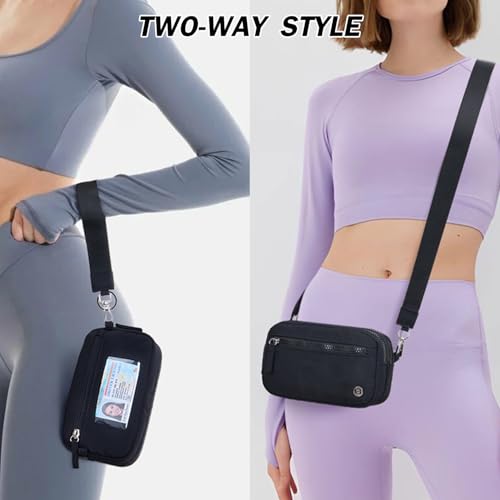poiugoya small nylon crossbody bags for womenrfid wristlet purse built in wallet 4 zipper crossbody wallet phone organizer