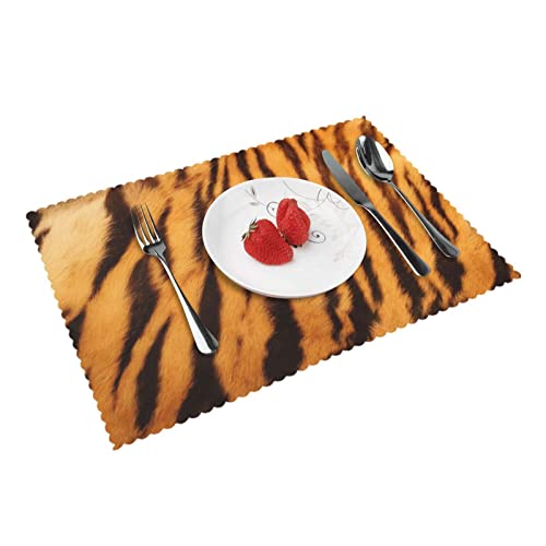 Tiger Striped Pattern Placemats Set Of 4 For Kitchen Gifts Washable Heat Resistant Table Mat Anti-Slip Place Mats 18X12 Inch #TOP6