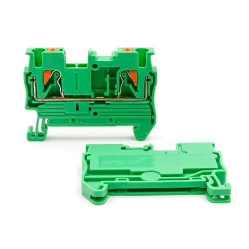 100Pcs DIN Rail Spring Terminal Block PT2.5 2.5mm² Push-in Quick Wiring with Spring Cage Compact Industrial Electrical Connector(PT-2.5-100PCS-GREEN)