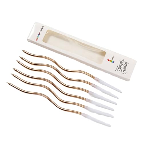 Whltzf 6pcs Polyvalent Incurvé À Gâteau À Gâteau Multiplié Incurvé Ornement Bougie pour Le Festival Les Décors Fête Amélioration Conception Bougies Unique
