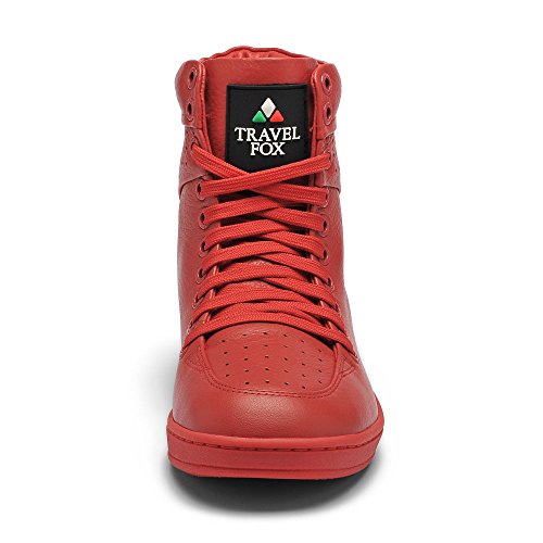 Image of TRAVEL FOX Unisex 900 Nappa Leather Round Toe Lace-Up High-Top Sneakers