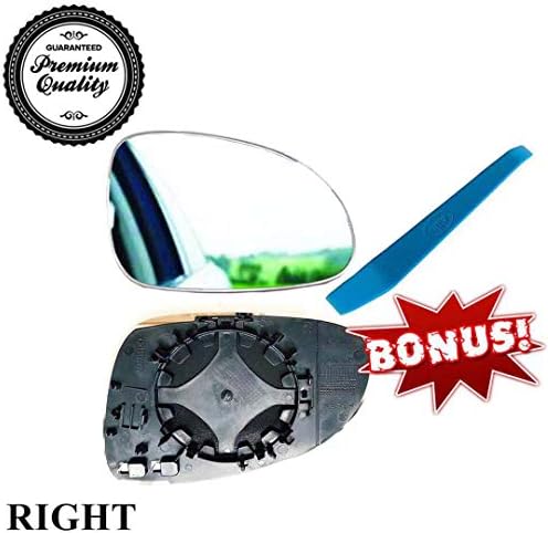 Car Door Mirror Glass,with Heater and Holder without Mental Connector Can be inStall Well for VW Eos, GTI, Jetta, Passat, R32,Right