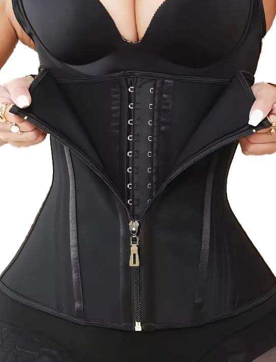 MAGICFAJAOS Waist Trainer Corset for Women Shapewear Waist Cincher Tummy Control Fajas de Mujer with Zipper and Hooks
