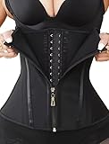 MAGICFAJAOS Waist Trainer Corset Shapewear Waist Cincher for Women Sport Workout Tummy Control Body Shaper with Zipper and Hooks Black